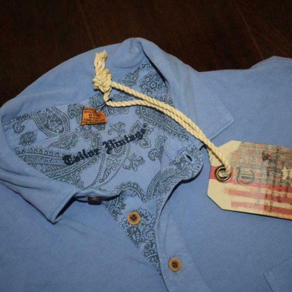 Tailor Vintage Other - 22186 New Tailor Vintage Washed Blue Polo Shirt